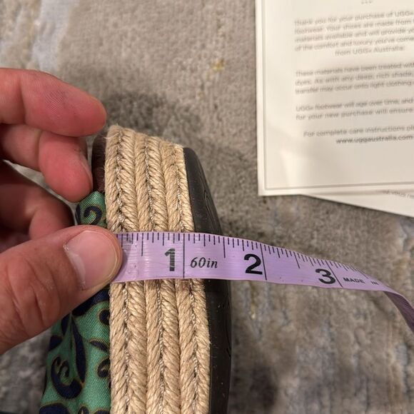 UGG Lucianna Marrakech Green/Blue Satin Espadrilles Wedge Sandals size 7.5 new - Picture 8 of 8